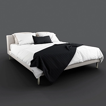 Sleek Modern Bed 3D model image 1 