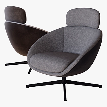 Sleek Swivel Russell Armchair 3D model image 1 