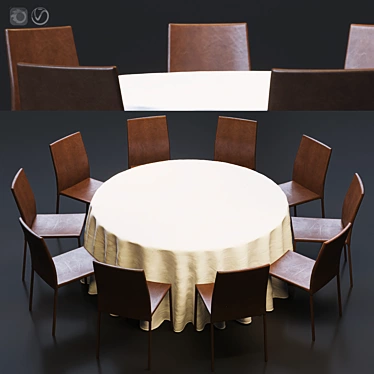 Slim Chair Table Set by Lignet Roset 3D model image 1 