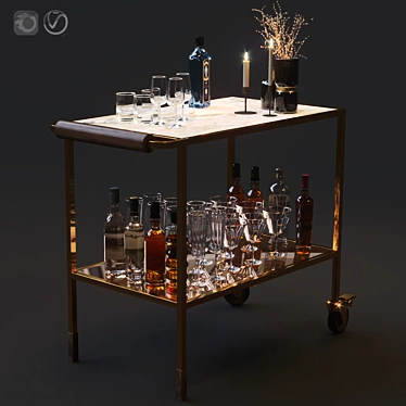 Sleek Bar Cart Set 3D model image 1 