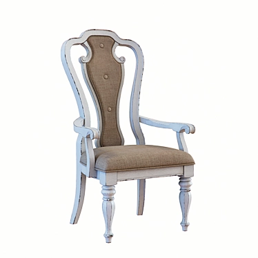 Antique White Upholstered Arm Chair 3D model image 1 