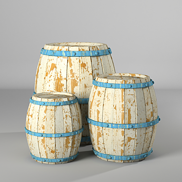 Lowpoly PBR Barrel with Textures 3D model image 1 