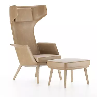 Modern Tarry Armchair with Elegant Wood Legs 3D model image 1 