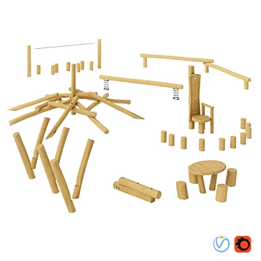 NATURAL PLAY: Kompan Log Equipment 3D model image 1 