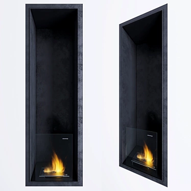 Minimalist Wall-Mounted Bioethanol Fireplace 3D model image 1 