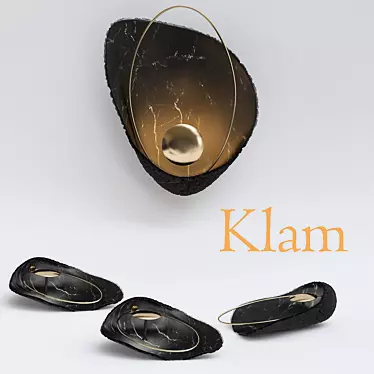 Sleek Black Clam Pendant Light 3D model image 1 