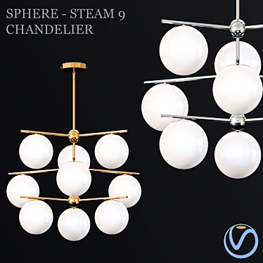 Elegant Milk Chandelier with 9 Lights 3D model image 1 