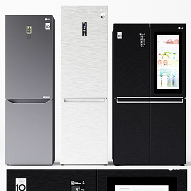 LG Refrigerator Set: Style and Functionality 3D model image 1 
