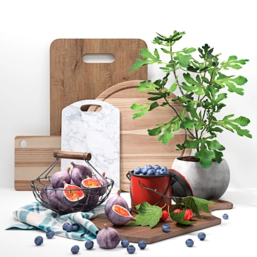 Fig Tree Vase: Elegant Decor Set 3D model image 1 