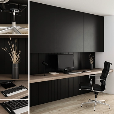 Sleek Black Office Furniture 3D model image 1 