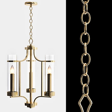 Vintage Gold Chandelier: Milan Collection 3D model image 1 