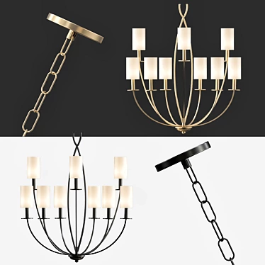 Radiant Aura: 9-Light Gold Chandelier 3D model image 1 