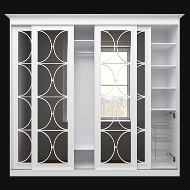 SKM-80 Sliding Wardrobe with Mirrored Panels 3D model image 1 