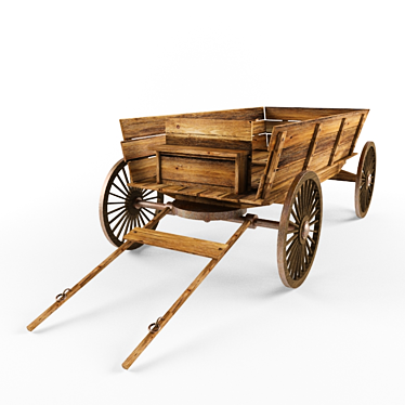 Vintage Wooden Cart - 3D Model 3D model image 1 