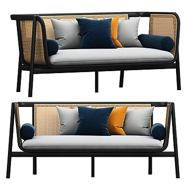 Modern Hem Wicker Sofa 3D model image 1 