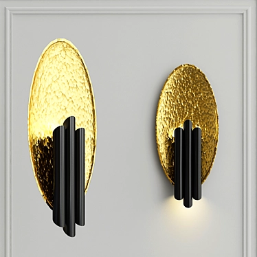 Elegant Gold and Black Wall Mirror 3D model image 1 