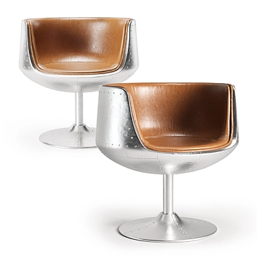 Conan Distressed Caramel Swivel Chair 3D model image 1 