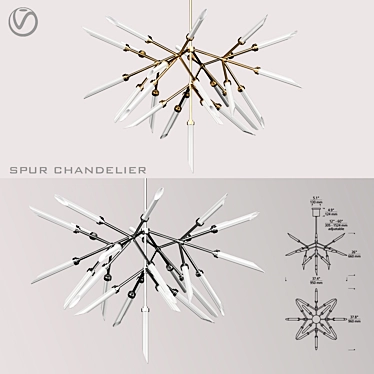 Luxurious Spur Chandelier: Illuminate in Style 3D model image 1 