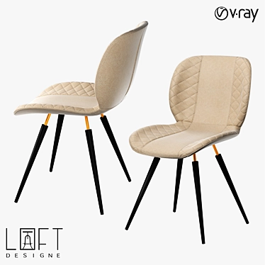 Minimalist Metal and Eco-Leather Chair 3D model image 1 