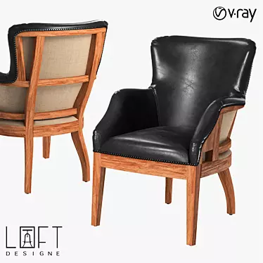Oak Leather Armchair: Loft Designe 3D model image 1 