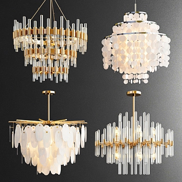 Exquisite Chandelier Collection: Haskell, Capiz, Cora, Odeon 3D model image 1 