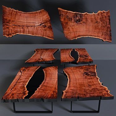 Rustic Wood Coffee Table 3D model image 1 