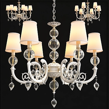 Elegant White Pendant Chandelier 3D model image 1 