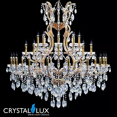 Luxurious Hollywood Gold Crystal Chandelier 3D model image 1 