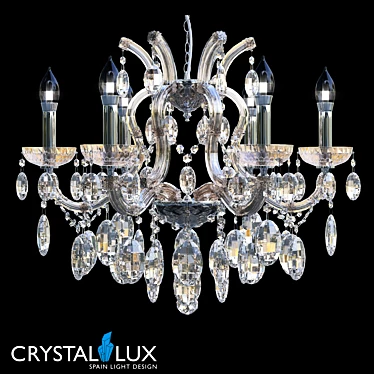 Hollywood SP6 Chrome - Classic Spanish Pendant Light (520mm Height)  Elegant Crystal Lux Collection 3D model image 1 
