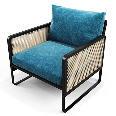 Elegant Cane Armchair: A Stylish Addition 3D model image 1 