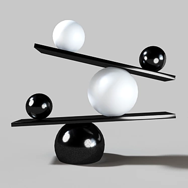 Modern Metal Desk Lamp with Glass Shade - Balance 3D model image 1 