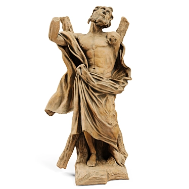 17th Century Terracotta St. Andrew Apostle Sculpture 3D model image 1 