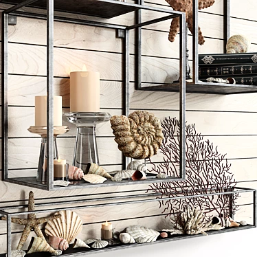 Pottery Barn Cube Display Shelves: Stylish Organizational Decor 3D model image 1 