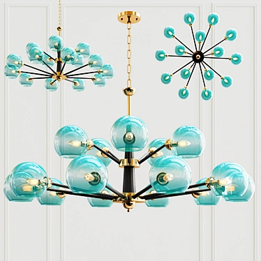 Thalia Blue Glass Chandelier - Stunning Modern Reproduction 3D model image 1 