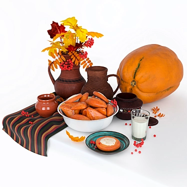 Autumn Pies Still Life 3D model image 1 