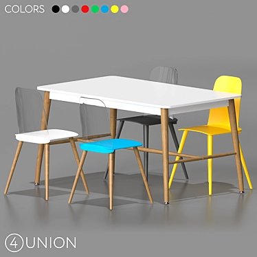 Modern Chair and Table Set 3D model image 1 