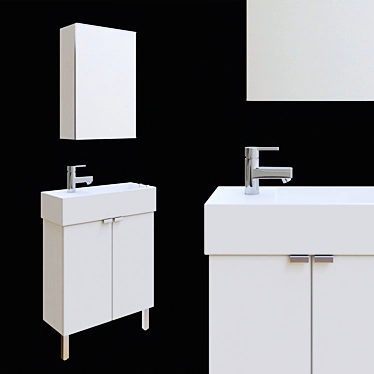 Sleek White Washbasin Cabinet 3D model image 1 