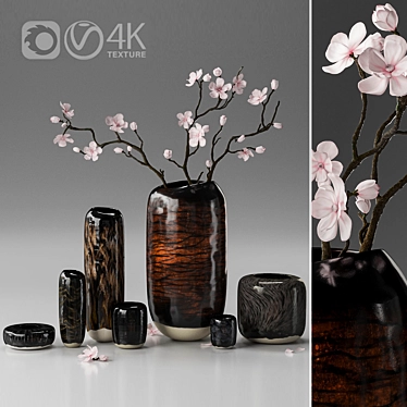 Elegant Ceramic Vase Decor Set 3D model image 1 