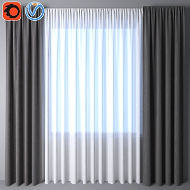 Elegant Azure Curtain 47 3D model image 1 