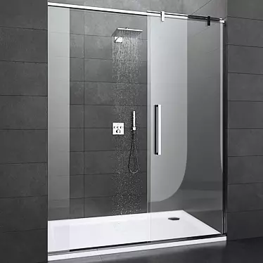 Elegant Sliding Shower Room with Grohe Set 3D model image 1 