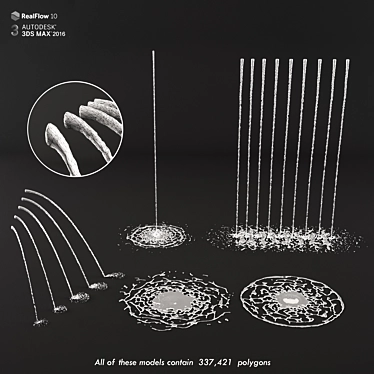 TurboSmooth Collection: High-Quality Light Fountains 3D model image 1 