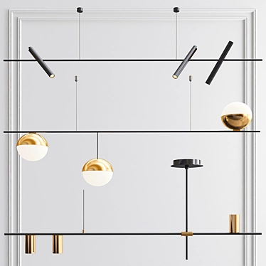 Versatile Linear Pendant Collection - 3 Stunning Options 3D model image 1 