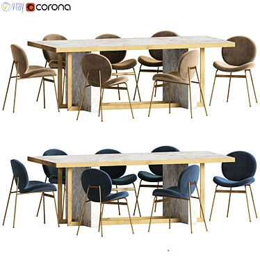 Modern Dining Set in Jane Dinning Chair & Whitney Dining Table 3D model image 1 