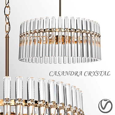 Elegant 4-Light Brass Pendant Chandelier 3D model image 1 