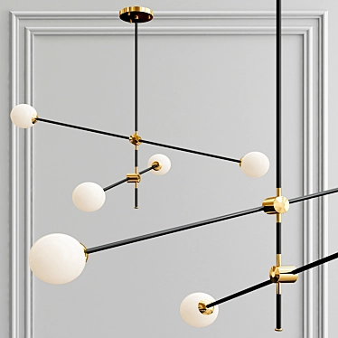 Sleek Metal and Brass Pendant Light 3D model image 1 