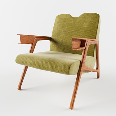 Mid-Century Moss Green Armchairs by Augusto Romano 3D model image 1 