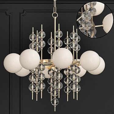 Elegant Glass and Brass Chandelier 3D model image 1 