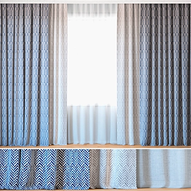 Bella Dura Skye Tweed Curtains - Elegant Curtains with Tulle 3D model image 1 