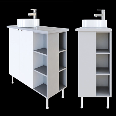 Sleek White 2-Door Washbasin with Ensen Tap 3D model image 1 