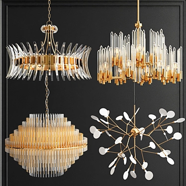 1. Title: Gold Heracleum Modern Chandelier
2. Title: Coquette Eight-Light Chandelier
3. Title: 3D model image 1 